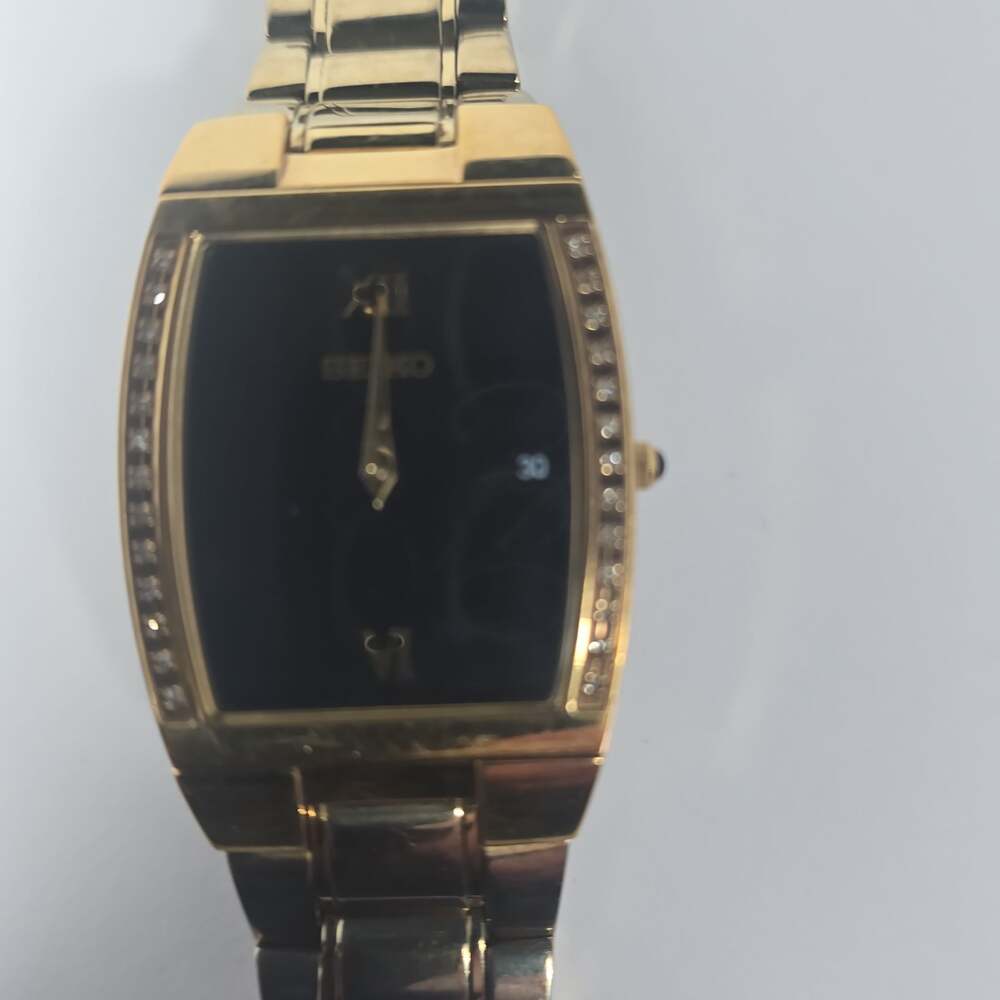 Seiko Men's 7N39-0BL0 Gold Tone Diamond Bezel Quartz Watch